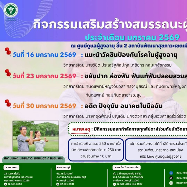 กิจกรรรมเสริมสร้างสมรรถนะผู้สูงอายุ ประจำเดือน มกราคม 2569